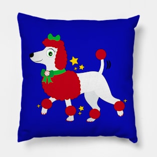 Cute Poodle Dressed for the Holidays Pillow