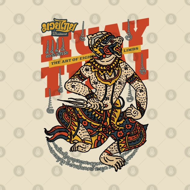 Classic Muay Thai Hanuman Tattoo by KewaleeTee