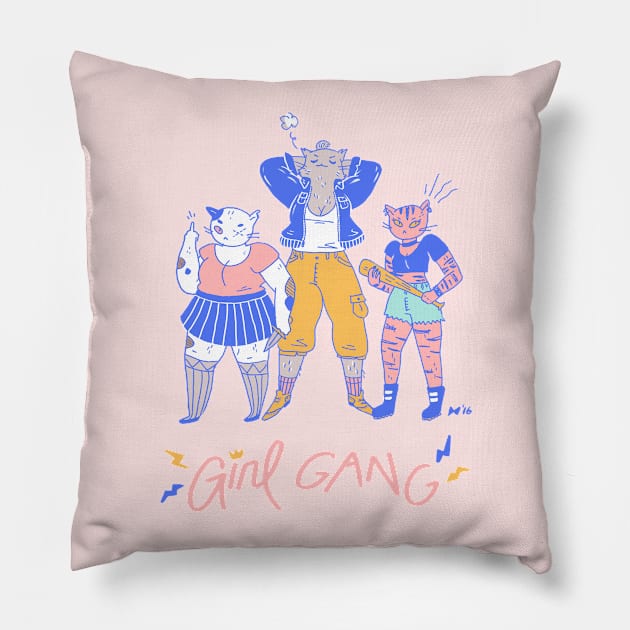 Girl Gang Pillow by seaeyedraw