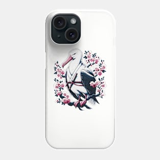 Kawaii Samuraii Albatross Bird Warrior Cute on Branch Blossom Phone Case