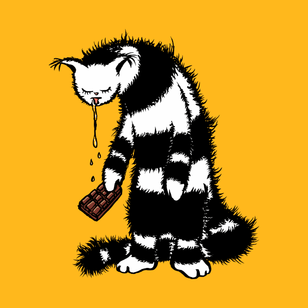 Weird Cat Character Loves Chocolate by Boriana Giormova