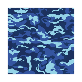 Navy Blue Camouflage Pattern T-Shirt