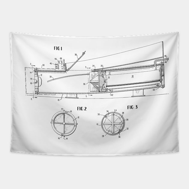 Trash Compacting Apparatus Vintage Patent Hand Drawing Tapestry by TheYoungDesigns