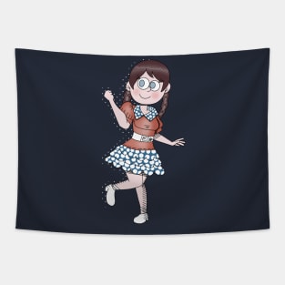 American Girl Wearing Pretty Patriotic Polka Dot Dress Tapestry