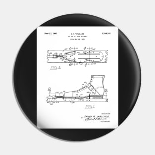 Ski Boots Patent - Snow Skier Skiing Lodge Art - White Pin