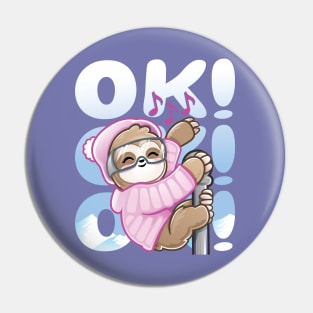 Ski Rave Sloth Kid Baby Dance Ok Pin