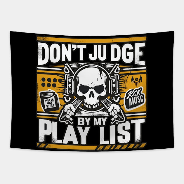 Rhythmic Rebellion: A Canvas of Rock Passion "Don't judge me by my playlist" Tapestry by diegotorres