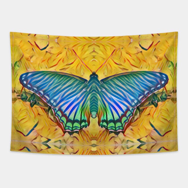 BUTTERFLY BLUE HULLABALOO Tapestry by JeanGregoryEvans1