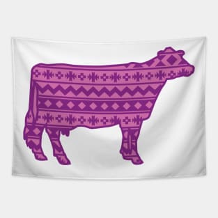 Holstein Dairy Cow with Pink Southwest Pattern Tapestry