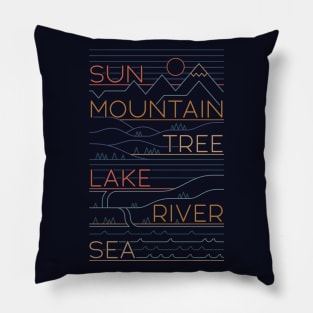 Sun, Mountain, Tree Pillow