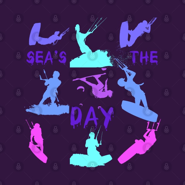 Kitesurfer Silhouette Pattern With Seas The Day Quote by taiche