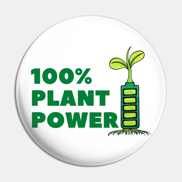 Run 100% On Plant Power Fun Vegan Pin by Green Paladin