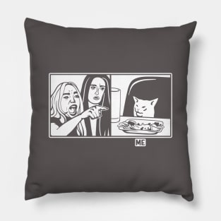 Woman yelling at a cat meme. Funny design for meme lovers Pillow