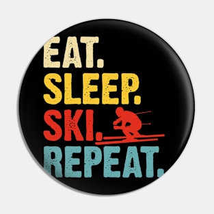 Eat Sleep Ski Repeat T Shirt For Women Men T-Shirt Pin