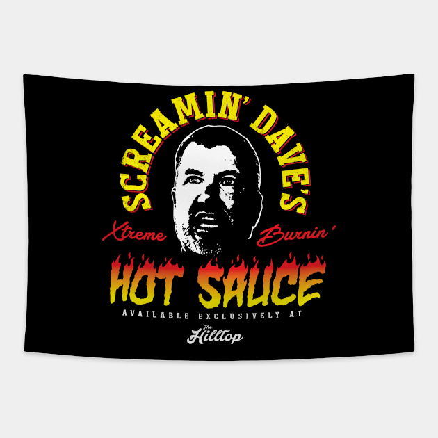 Screamin' Dave's Hot Sauce Tapestry by MindsparkCreative