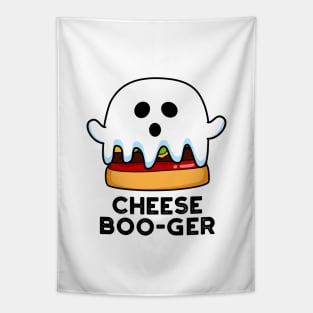 Cheese Boo-ger Cute Halloween Ghost Cheeseburger Pun Tapestry