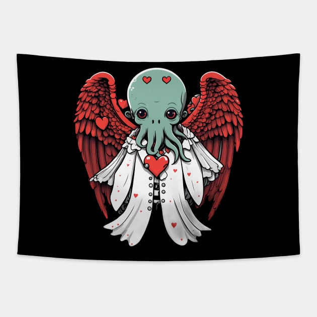 Cthulhu Valentine's Day Cupid Tapestry by WolfMerrik