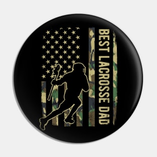 Lacrosse Dad Camouflage American Flag Fathers Day Gift Pin