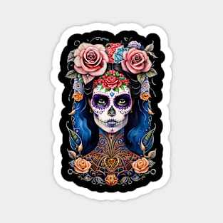 Sugar Skull Art -Woman in Gorgeous Skull Makeup Magnet