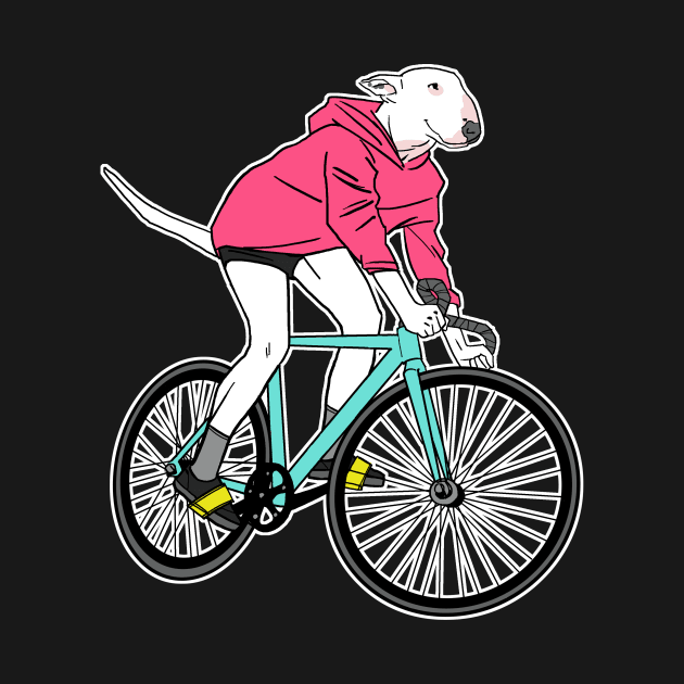 Bull Terrier Riding a Bicycle by castrocastro