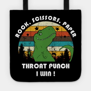 Rock Scissors Paper Throat Punch I Win with Funny T-Rex Retro T-shirt 2019 Tote