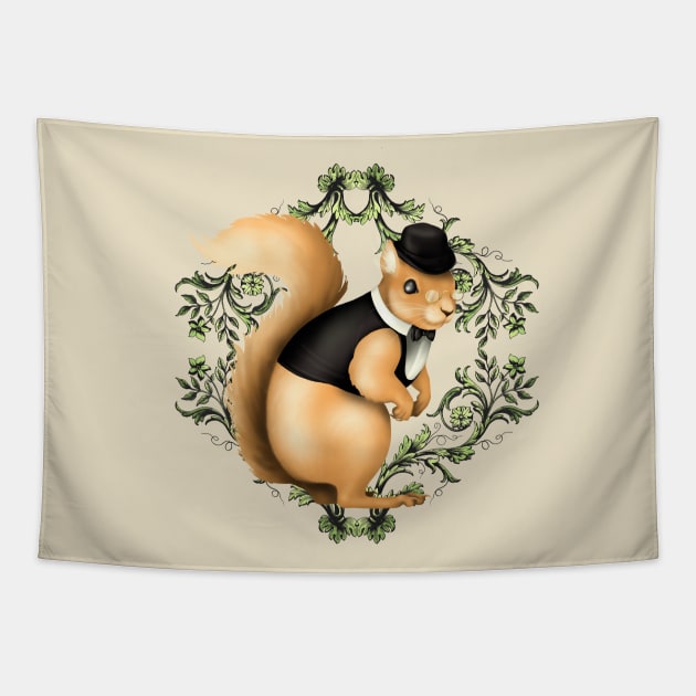 Gentleman Squirrel Tapestry by CatAstropheBoxes