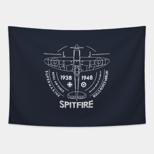 Vintage RAF Spitfire WW2 Fighter Plane Tapestry