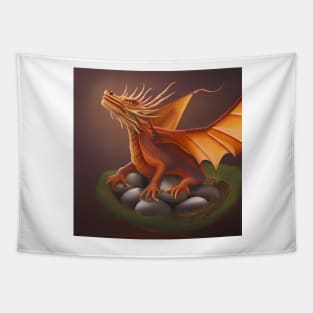 Red Dragon Hatching Eggs Tapestry