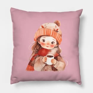 Kawaii winter girl Pillow