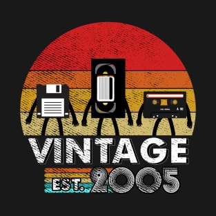 Vintage 2005 Floppy Disk VHS Cassette Tape 80s 90s birthday T-Shirt