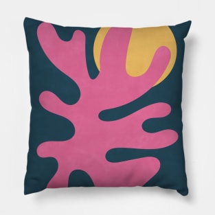 Abstract Shapes Botanical - Pink Blue Pillow