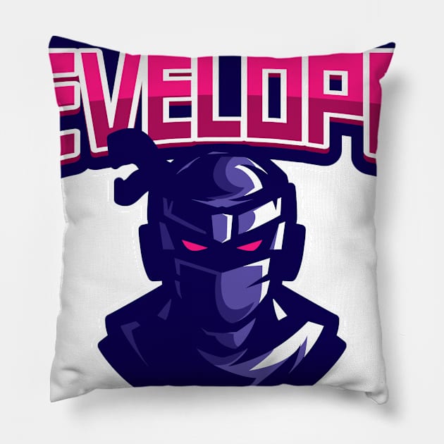 Ninja Developer Pillow by ArtDesignDE