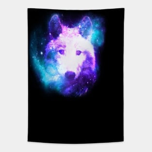 Dramabite Wolf Galaxy Surreal Wild Lone Wolves Double Exposure Stars Tapestry