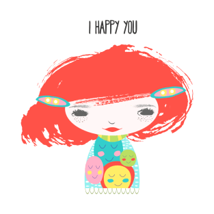 Smiley Face Girl Red Hair T-Shirt