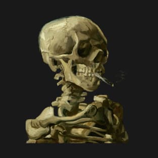 Skeleton with a burning cigarette - Van Gogh T-Shirt