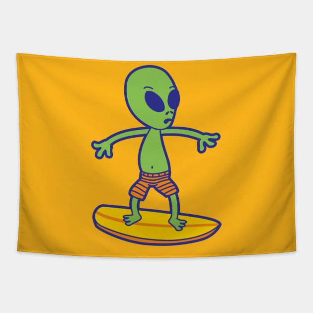 Space Series : Alien Surfing Tapestry by heytiyok