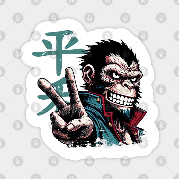 V Sign Monkey Magnet by aswIDN