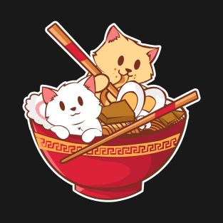 Kitten Cats Is Hanging Out With Her Ramen - Cats Lover Gift T-Shirt T-Shirt