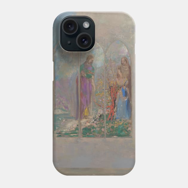 Devotion Near a Red Bush by Odilon Redon Phone Case by Classic Art Stall