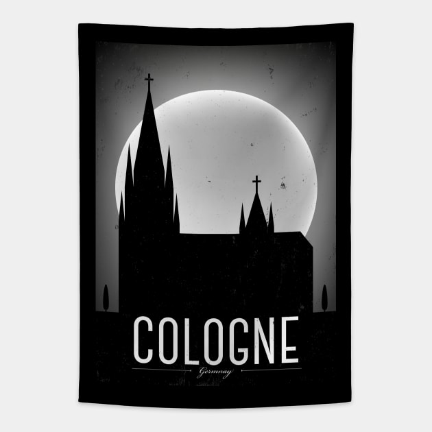 Cologne city poster Tapestry by kursatunsal