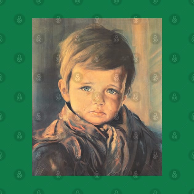 Crying boy cursed painting by Princifer