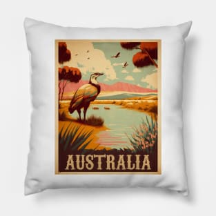 Australia Billabong Vintage Travel Art Poster Pillow