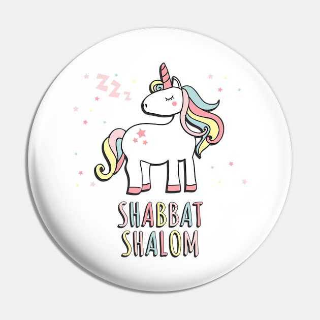 Shabbat Shalom Jewish Unicorn Pin by Flippin' Sweet Gear