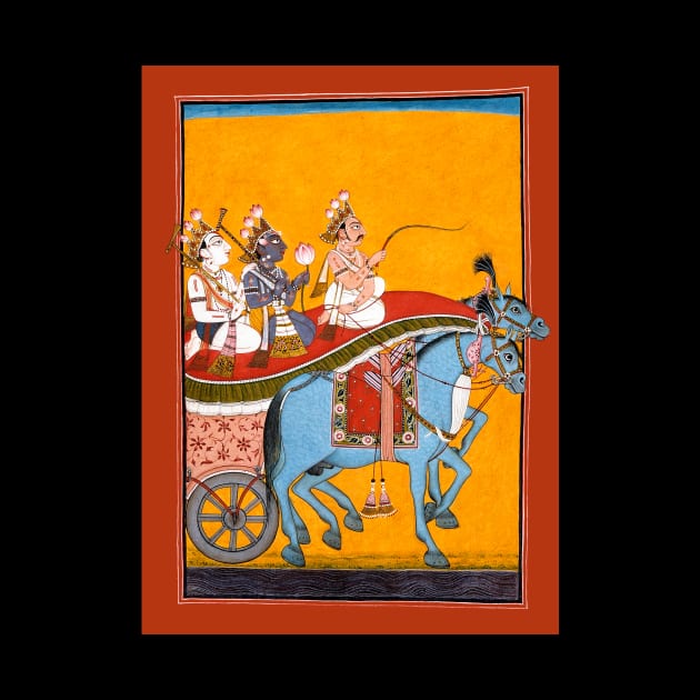 Krishna & Balarama on Chariot with Akrura 1700s Bhagavata Purana by rocketshipretro