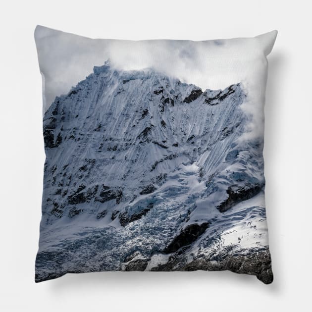 Challenging Andes Mountain in Peru Pillow by stevepaint