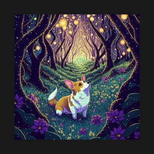 Corgi in an enchanted forest T-Shirt