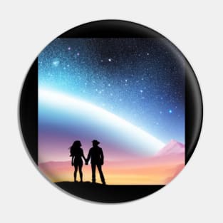 Valentine Wall Art -  Cosmic Encounter - Unique Valentine Fantasy Planet Landsape - Photo print, canvas, artboard print Pin