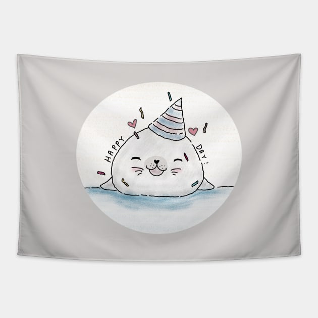 Happy Party Seal Tapestry by CyndyK