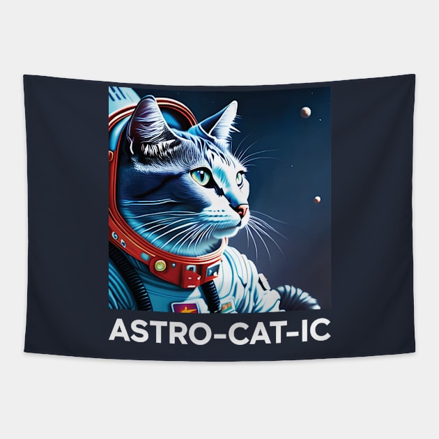 Astro-Cat-ic Digital Art Print Tapestry by Magicform