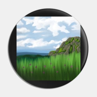 Mountain Scene Clouds Pin